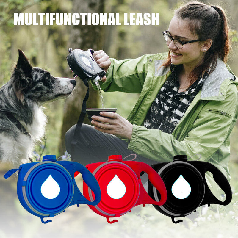 2-in-1 Retractable Dog Leash with Water Bottle BARKELLE