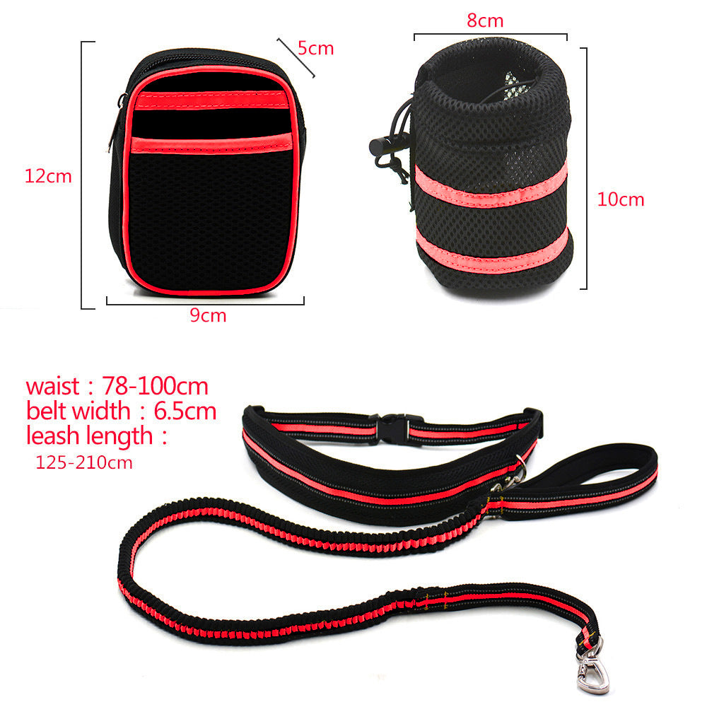 BARKELLE Hands-Free Dog Walking Set – Reflective Running Leash with Waist Belt, Treat Pouch & Waste Bag Holder