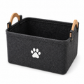 BARKELLE Felt Pet Toy Storage Basket with Wooden Handles