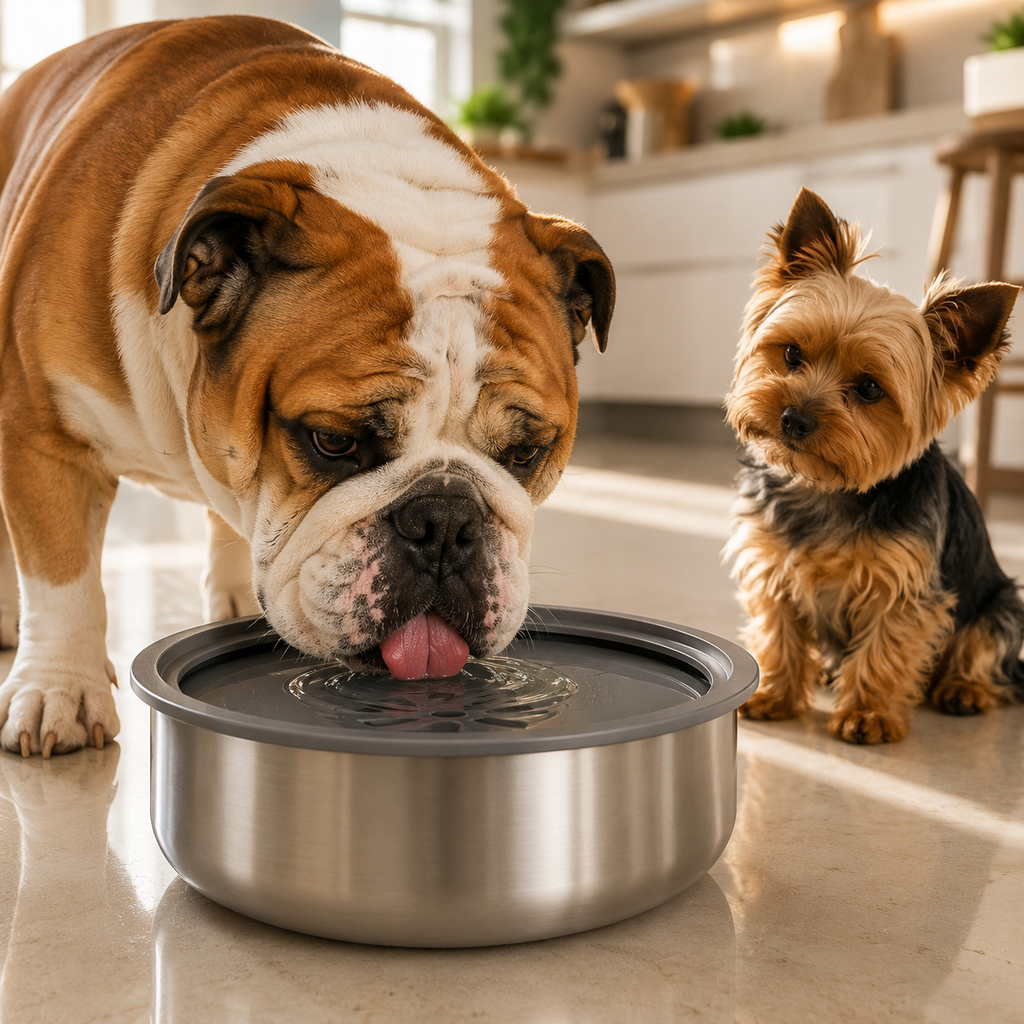 No-Spill Stainless Steel Dog & Cat Water Bowl