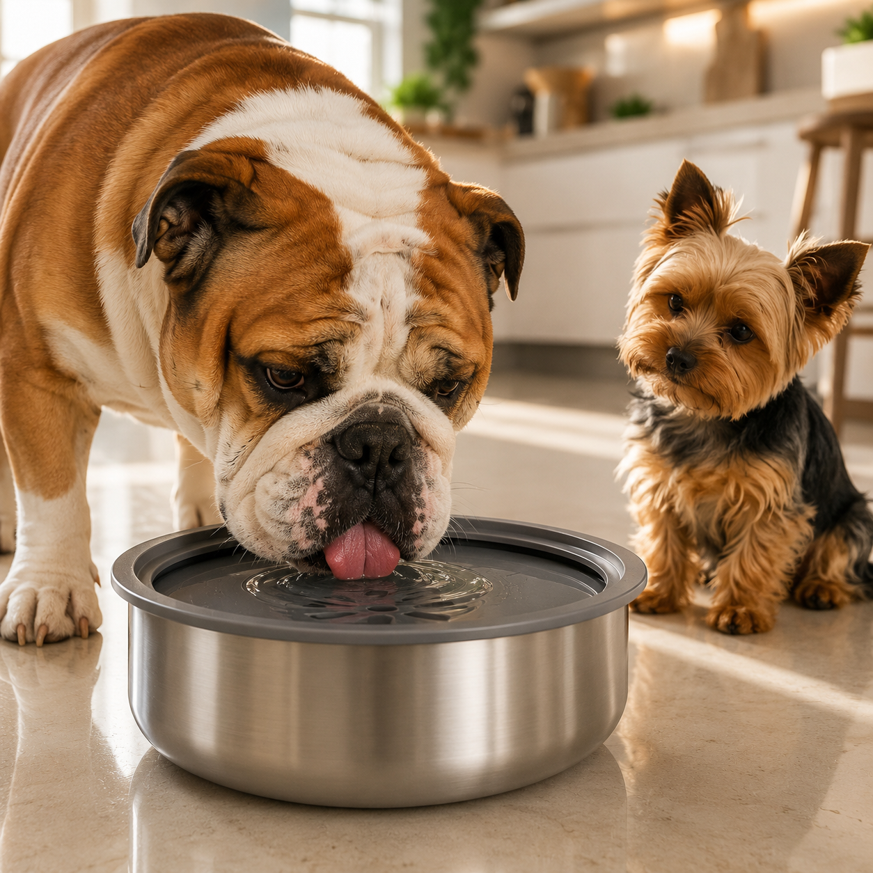 No-Spill Stainless Steel Dog & Cat Water Bowl