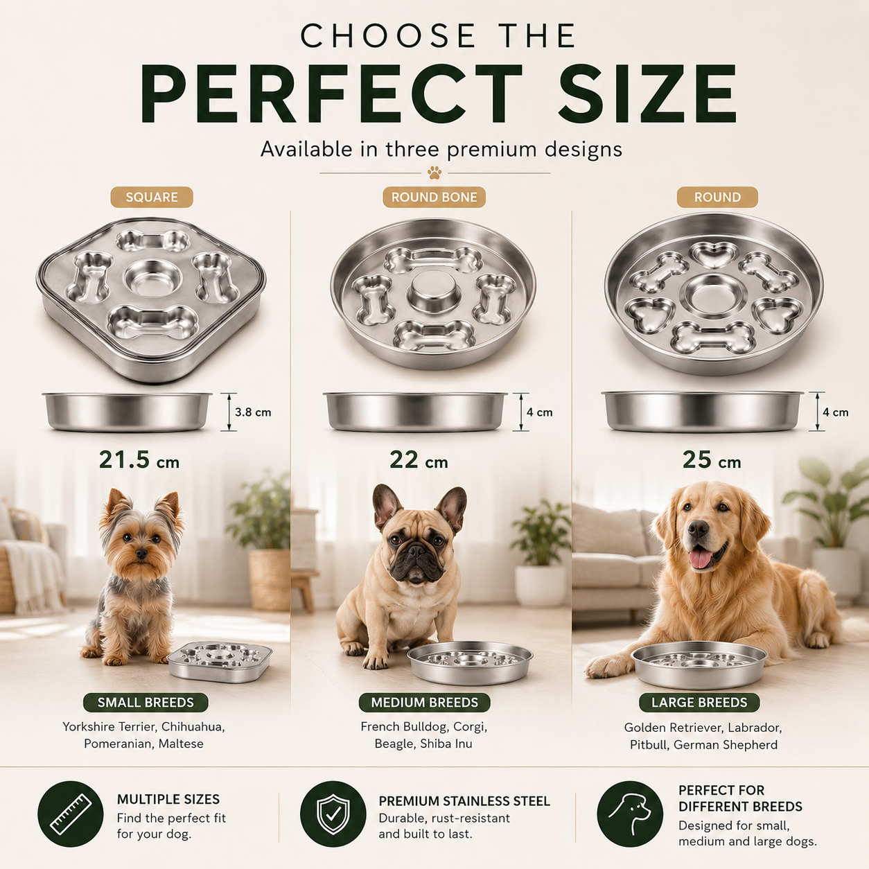 Stainless Steel Slow Feeder Dog Bowl