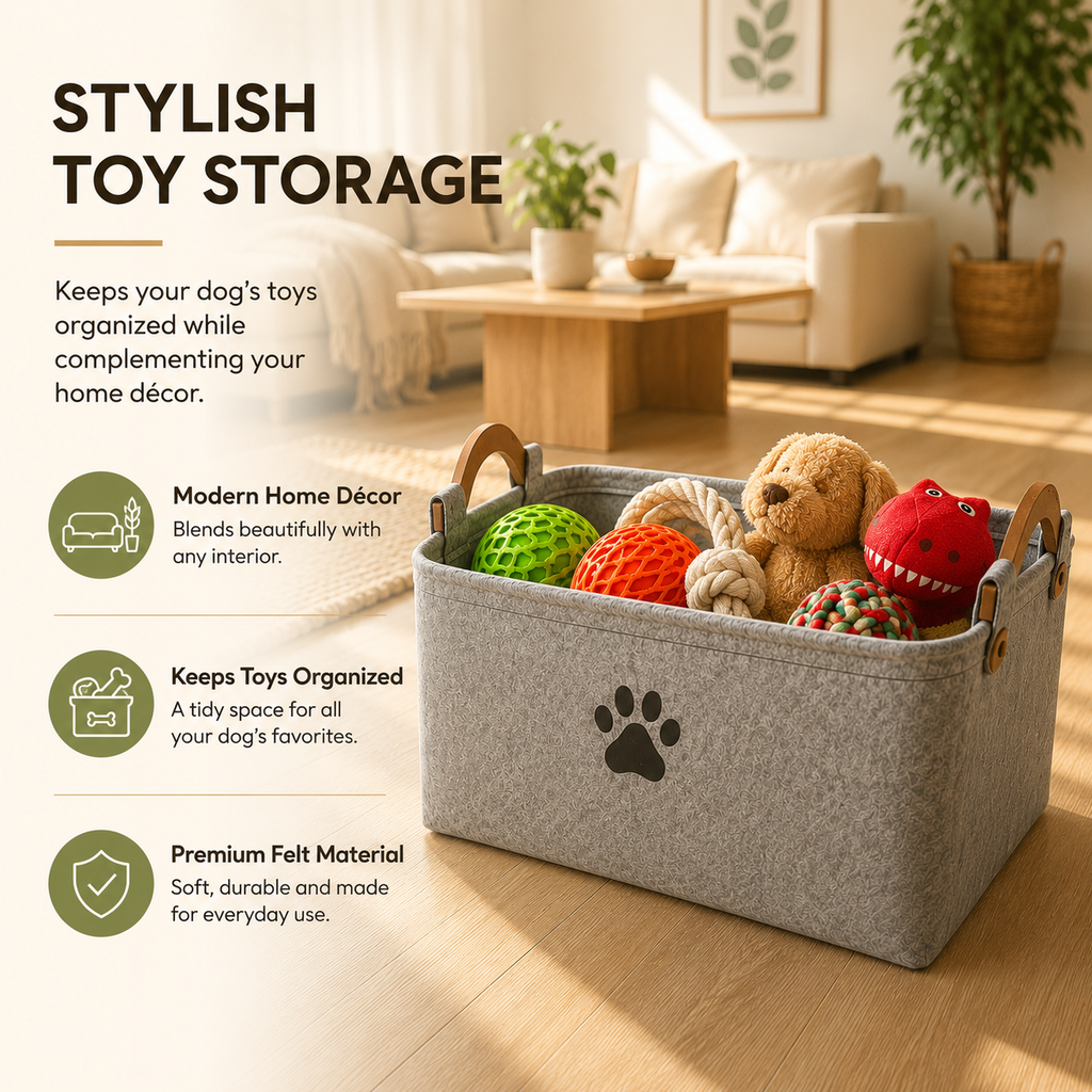 Felt Pet Toy Storage Basket