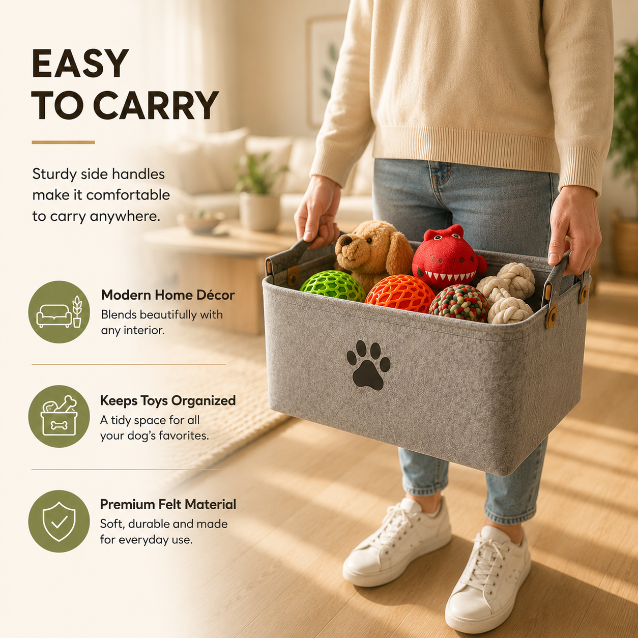 Felt Pet Toy Storage Basket