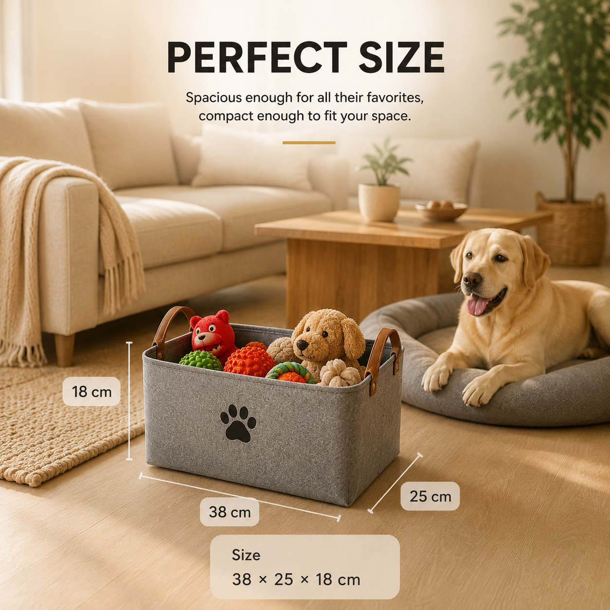 Felt Pet Toy Storage Basket