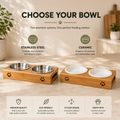 Premium Bamboo Elevated Double Dog Bowl Set