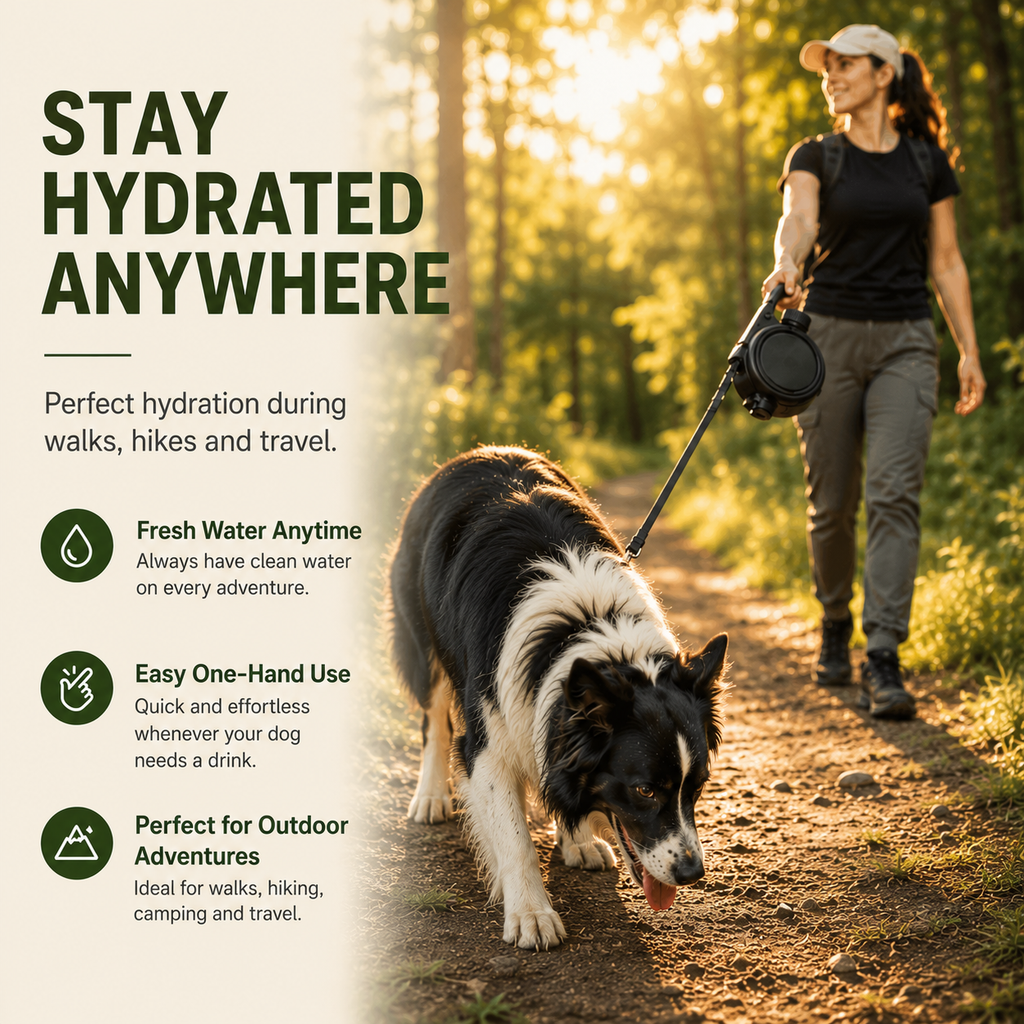 2-in-1 Retractable Dog Leash + Water Bottle