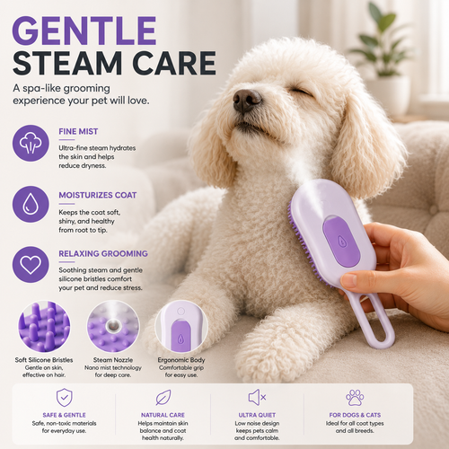 3-in-1 Steam Pet Grooming Brush