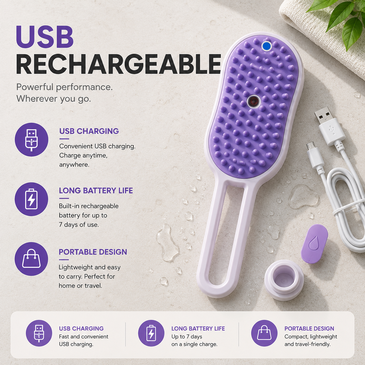3-in-1 Steam Pet Grooming Brush