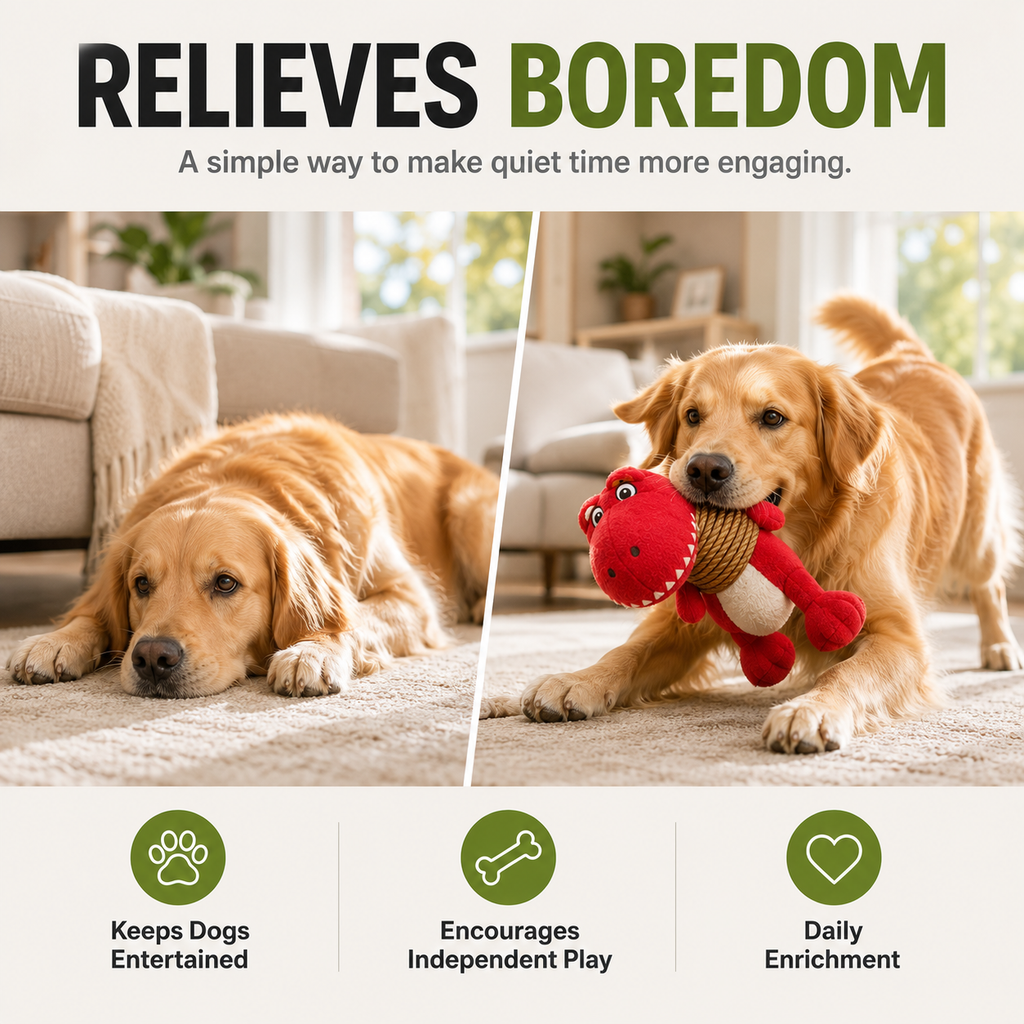 Plush Dinosaur Dog Toy with Squeaker