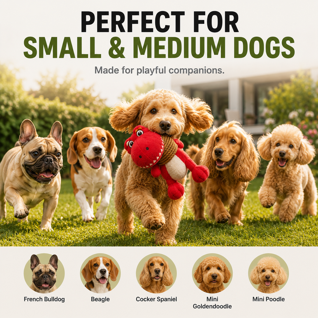 Plush Dinosaur Dog Toy with Squeaker