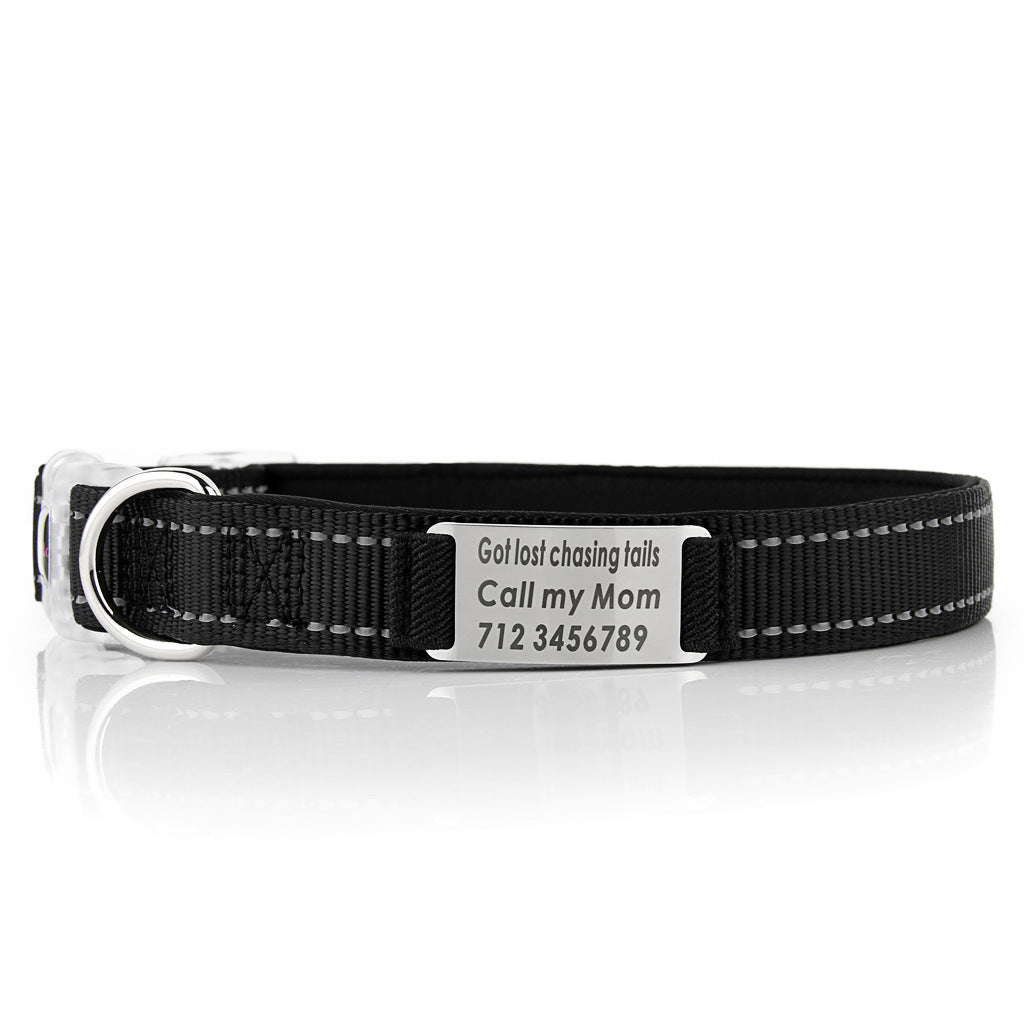 BARKELLE™ Personalized Reflective Dog Collar with Custom Name Tag